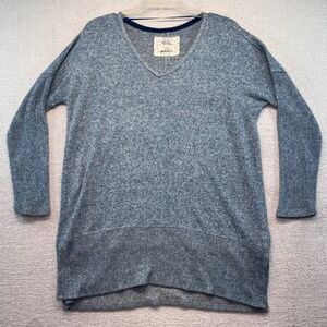 Cupio Brushed Knit V-Neck Sweater Tunic Blue Long Sleeve Women's Medium Soft